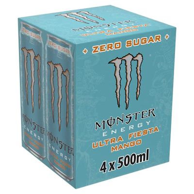 Monster Ultra Fiesta Mango Zero Sugar 4 x 500ml