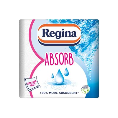 Regina Absorb Kitchen Towels 2 Rolls Per Pack, Super Absorbent 2-ply Kitchen Towels, 75 Sheets Per Roll, Extra-large Sheets, 50percent More Absorbent Than Previous XXL Products, Easy Open Pack