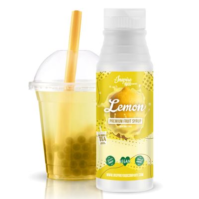 The Inspire Food Company Original Fruit Syrup for Bubble Tea Mix - 300ml | Lemon Syrup for Bubble Tea, Boba Tea, Smoothies, Slushes & Ice-Blended | 100% Vegan, Glutenfree with No Artificial Colors