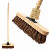 10 Garden Broom Outdoor with Wooden Handle Natural Stiff Bassine Hard Bristle Push Broom with Durable Support Bracket Yard Brush Heavy Duty Outdoor Stiff Sweeping Yard Brush (1) view 1
