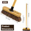 10 Garden Broom Outdoor with Wooden Handle Natural Stiff Bassine Hard Bristle Push Broom with Durable Support Bracket Yard Brush Heavy Duty Outdoor Stiff Sweeping Yard Brush (1) view 2