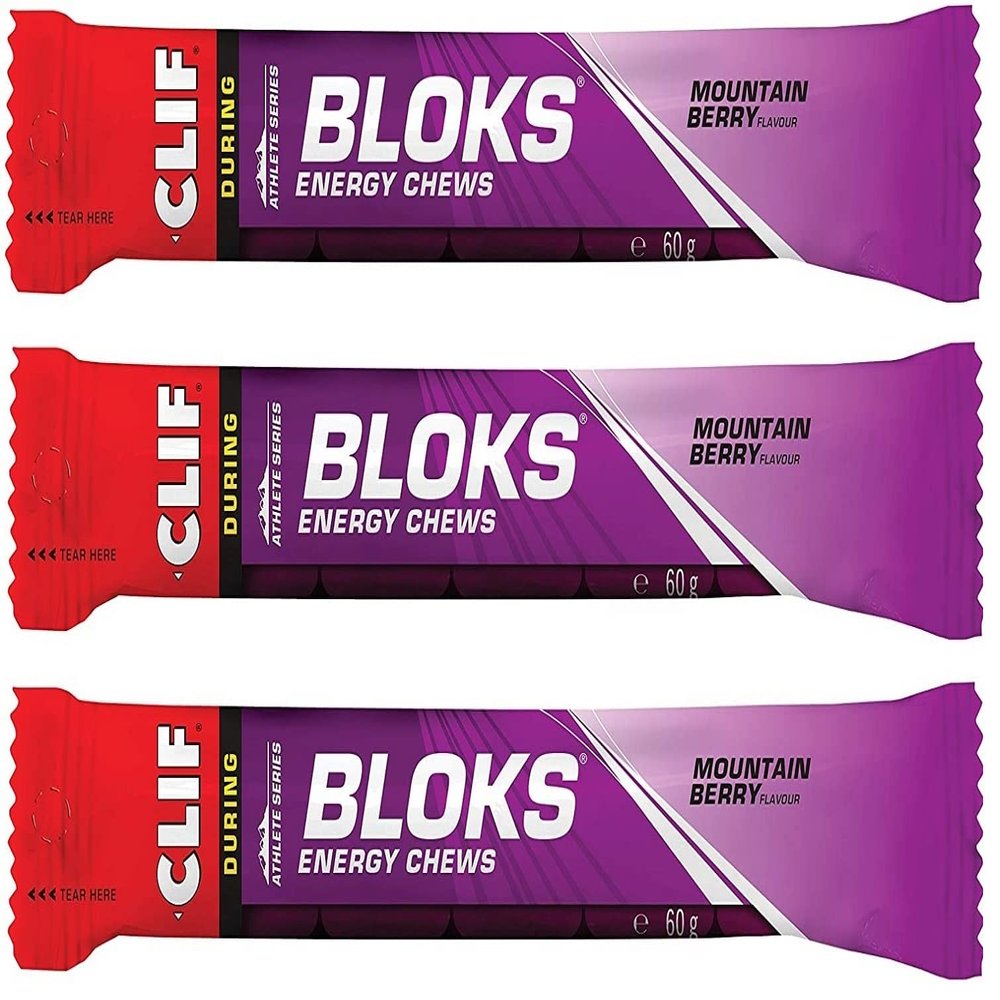 CLIF Bar Bloks Energy Chews Mountain Berry - Sports Supplements, 60 g (Mountain Berry- 3 Packs)