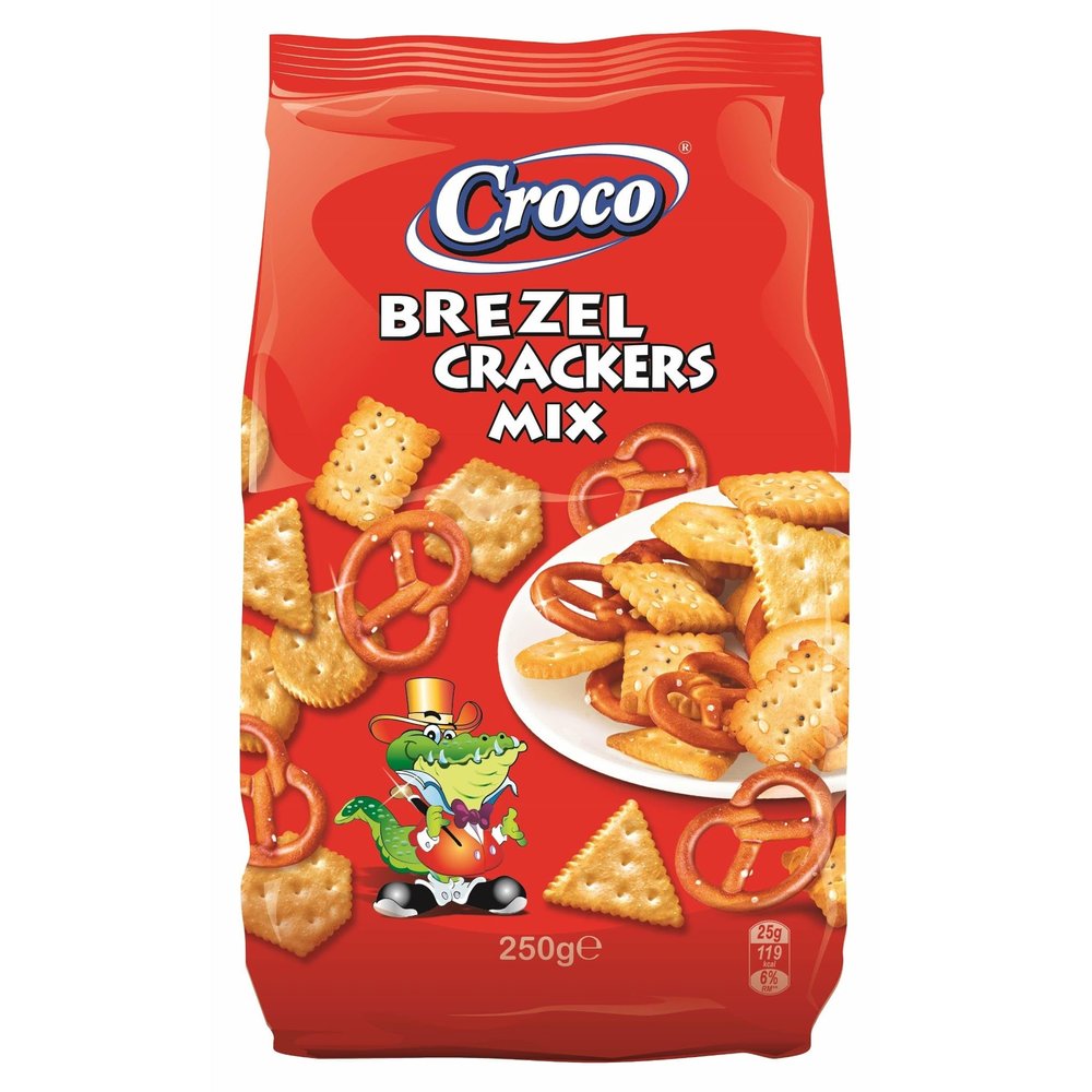 CROCO - MIX CRACKERS & BREZEL - 250g x Pack of 12