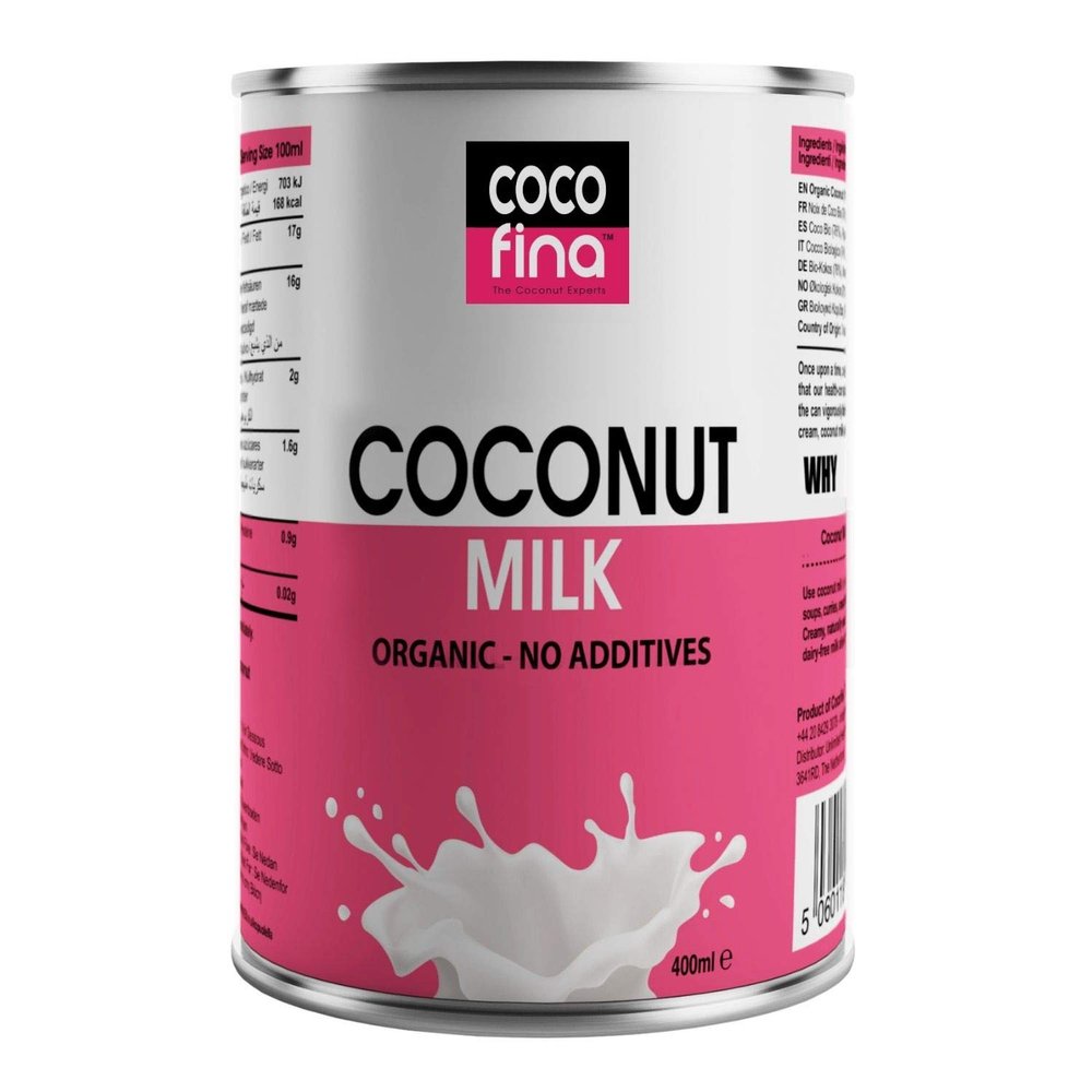 Cocofina Organic Coconut Milk Original Gluten Free Unsweetened Dairy Free BPA Free Can No Xanthan Gum or Additives Just 76% Coconut & Water Keto Diet Friendly 400ml  (Pack of 6)