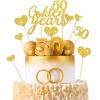 13 Pcs 50 Golden Years Cake Topper 50th Birthday Wedding Anniversary Party Decoration Gold Glitter Colour 50th Birthday Decorations Women Wedding Cake Toppers Decorations for Celebration Supplies view 1