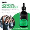 Liposomal Vegan Vitamin D3 and Vitamin K2 Liquid - Cherry & Vanilla Flavour. Advanced Nutrient Absorption. Made in The UK. 60 Servings. lipolife LVD1 view 2