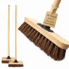 10 Garden Broom Outdoor with Wooden Handle Natural Stiff Bassine Hard Bristle Push Broom with Durable Support Bracket Yard Brush Heavy Duty Outdoor Stiff Sweeping Yard Brush (2) view 1
