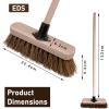10 Garden Broom Outdoor with Wooden Handle Natural Stiff Bassine Hard Bristle Push Broom with Durable Support Bracket Yard Brush Heavy Duty Outdoor Stiff Sweeping Yard Brush (2) view 2