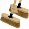10 Soft Broom Indoor with Wooden Handle Natural Coco Bristles Sweeping Brush with Durable Support Bracket for Cleaning Any Surface Wooden Floor Decking and Paving Slabs (2) view 1