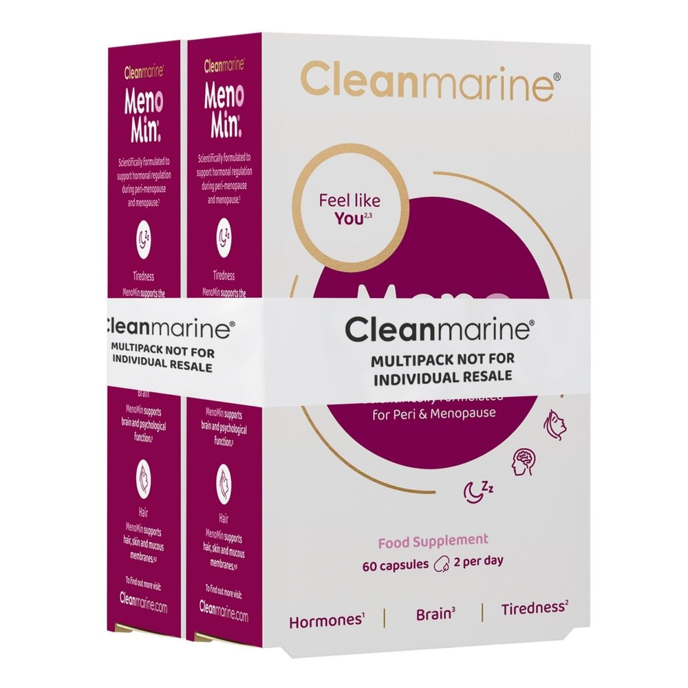 Cleanmarine Menomin - Menopause Support - Highly Absorbable Omega 3 with Soy Isoflavones - Vitamins B1, B2, B6, B12, Folic Acid, Biotin and D3-30 Servings - 120 Capsules - Multipack