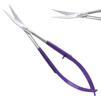 Facial Hair Scissors-Eyebrow Trimmer-Grooming Scissors for Eyebrow Shaping, Ear, Nose, Nostril Hair & Moustache (Purple Curved)