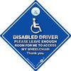 Disabled Driver Please Leave Enough Room For Me To Access My Wheelchair Sucker Car Sign, Disability Advisory Vehicle Sign For Disabled or Wheelchair User in Super Bright Blue 14cm x 14cm view 1