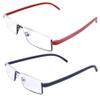 SIKAITE 2 pairs of hard lens half-frame reading glasses anti-blue reading glasses with special reading glasses case (red and blue, 3.0, diopters) view 2