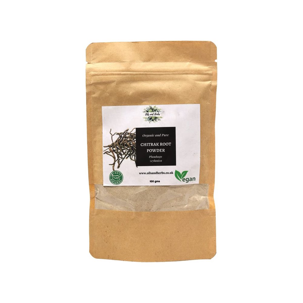 Clean Organic Chitrak Root Powder - Ceylon Leadwort -100% Pure and Natural (500)