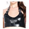 Latex Crop Top with Belts Mini Short Rubber Shirt Clothes,Baby Pink,Male M view 1