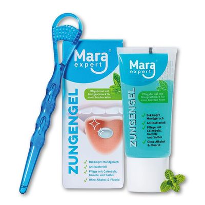 Tongue Cleaner + Medical Tongue Gel Set - Fights Bacterial Tongue Plants | Cleans & Nourishes Tongue with Calendula, Chamomile, Sage, Antibacterial