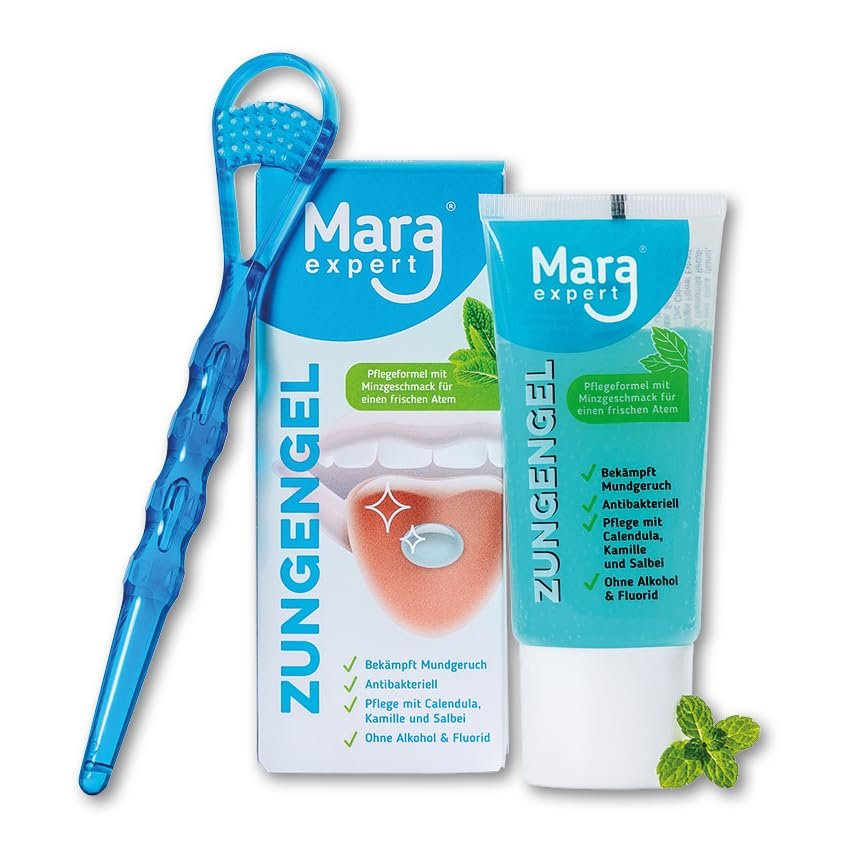Tongue Cleaner + Medical Tongue Gel Set - Fights Bacterial Tongue Plants | Cleans & Nourishes Tongue with Calendula, Chamomile, Sage, Antibacterial