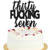 Thirty-Seven Glitter Black Happy Birthday Cake Topper - Cheers To 37th Birthday - 37 Years Old Anniversary Party Cake Centerpieces Topper Decorations view 1