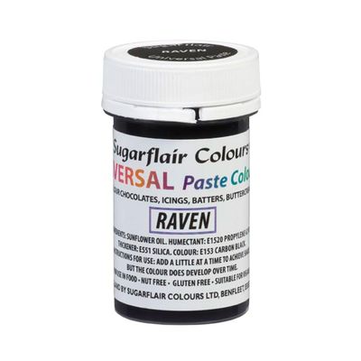 Sugarflair Raven Universal Paste Food Colouring - Concentrated Food Colour for Colouring Of All Foods Including Cake Mix, Chocolate, Batter, Icing, Buttercream & More - 22g