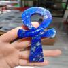 WGPHDW Meditation Home Decor, 10cm Natural crystal lapis lazuli stone Egyptian Cross women's symbolic point healing reiki Gifts,Natural Crystal (Size : 1pc) view 1