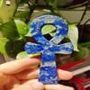 WGPHDW Meditation Home Decor, 10cm Natural crystal lapis lazuli stone Egyptian Cross women's symbolic point healing reiki Gifts,Natural Crystal (Size : 1pc) view 2