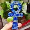 WGPHDW Meditation Home Decor, 10cm Natural crystal lapis lazuli stone Egyptian Cross women's symbolic point healing reiki Gifts,Natural Crystal (Size : 1pc) view 3