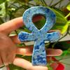 WGPHDW Meditation Home Decor, 10cm Natural crystal lapis lazuli stone Egyptian Cross women's symbolic point healing reiki Gifts,Natural Crystal (Size : 1pc) view 4