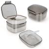 wowotaoo Denture Bath Cup, Denture Case,Retainer Cup,Three-Layer Retainer Case,Denture Cup, Mouth Guards Holder, Partial denture Soak Container, Retainer Box Size:3.15 * 2.08 * 3.35(black) view 1