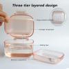 wowotaoo Denture Bath Cup, Denture Case,Retainer Cup,Three-Layer Retainer Case,Denture Cup, Mouth Guards Holder, Partial denture Soak Container, Retainer Box Size:3.15 * 2.08 * 3.35(black) view 3