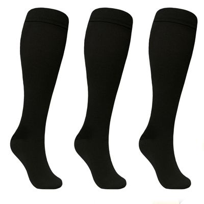 3 Pairs Plus size compression socks wide calf women men knee high 20-30 mmhg circulation for swelling 2xl 3xl 4xl 5xl, 3PC black, XXXXL