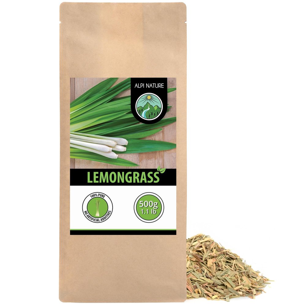 Alpi Nature Lemongrass Tea 500g 1.1 lb, Loose Leaf Tea, Dried and Cut Lemongrass Leaves