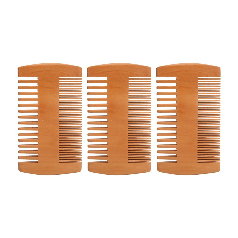 3pcs Beard Comb Set Double Sided Wood Beard Comb Anti-static Beard Grooming Comb for Men