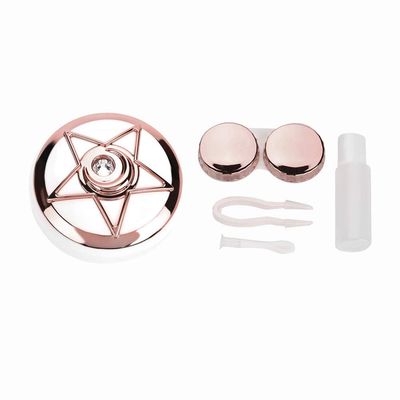 Contact Lens Case, 3 Colors Portable Contact Lens Box with Mirror Cute Contact Lens Box Holder Container Soak Storage Kit Pentagram Shape Lenses Container Case Travel Kit for Contact Lenses(Pink)