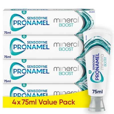 Sensodyne Pronamel Toothpaste Mineral Boost, Enamel Repair Toothpaste Multipack, Refreshing Peppermint, 4x75 ml