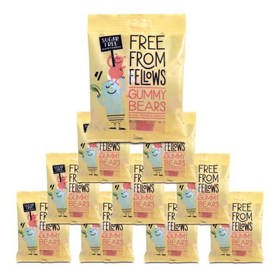 Free From Fellows - Gummy Bears (10 x 70g), Sugar Free Sweets, Gluten Free, Vegan, Vegetarian, Halal, Kosher, All Natural Colours & Flavours, GMO Free, No Gelatine, No Preservatives, No Nuts, No Soy