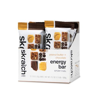 Skratch Labs Energy Bars - Peanut Butter & Chocolate - Box of 12 x 50g Bars, Plant-Based Ingredients for Endurance & Snack, Non-GMO, Gluten-Free, Dairy-Free, Kosher, Vegan - No Artificial Additives
