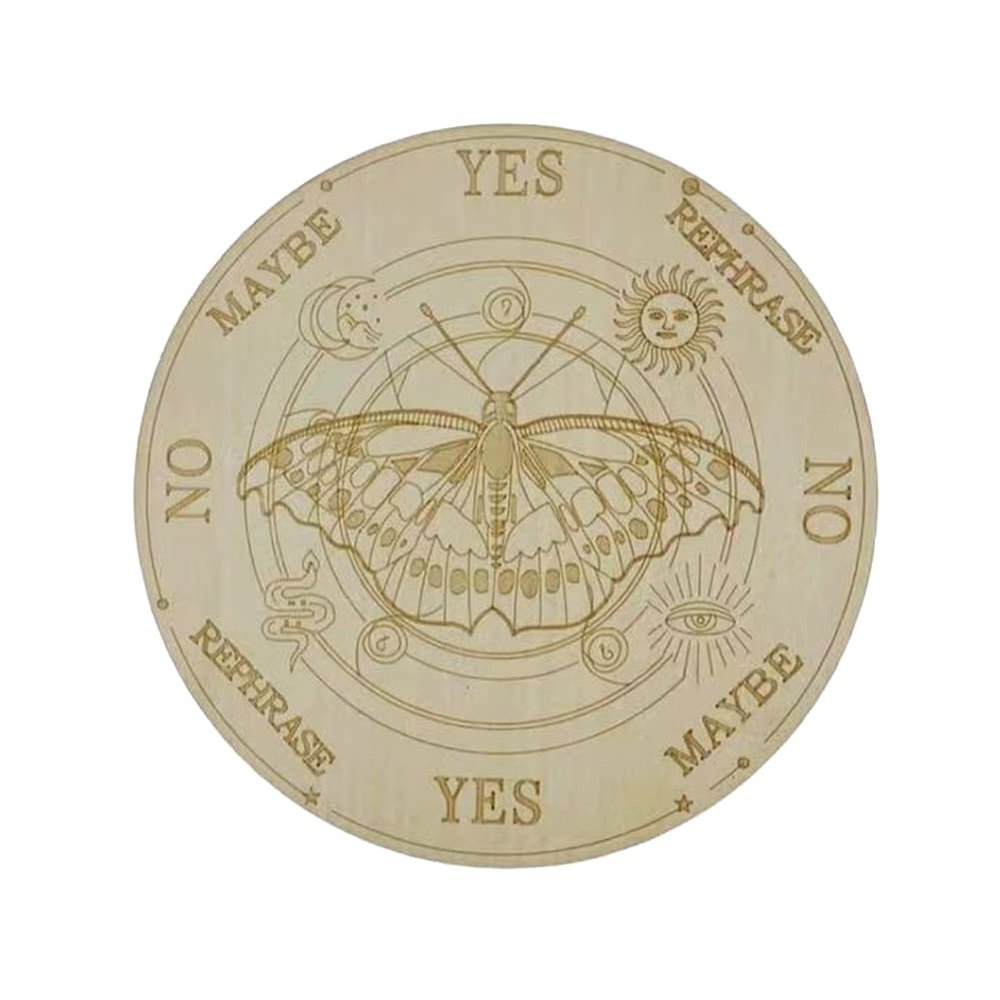 LYEAA Circles Star Pendulum Board Wooden Divination Metaphysics, Pendulum Board with Stars Moon Carved Coasters Astrology Game Plate Metaphysical Healing Meditation Boards