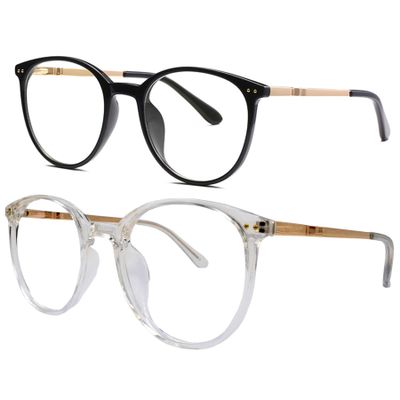 SIKAITE 2 Packs Reading Glasses for Ladies Men Reading magnifier Glasses Made with a Sprung Hinge (black and transparent, 2.25, diopters)