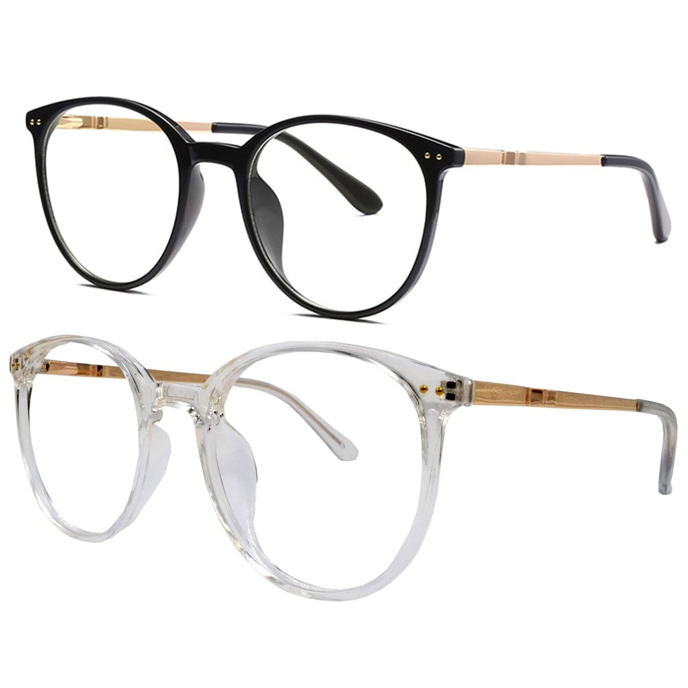 SIKAITE 2 Packs Reading Glasses for Ladies Men Reading magnifier Glasses Made with a Sprung Hinge (black and transparent, 2.25, diopters)