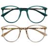 SIKAITE 2 Packs Reading Glasses for Ladies Men Reading magnifier Glasses Made with a Sprung Hinge (green and brown, 3.0, diopters) view 2