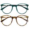SIKAITE 2 Packs Reading Glasses for Ladies Men Reading magnifier Glasses Made with a Sprung Hinge (green and leopard, 1.5, diopters) view 2
