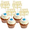 24Pcs Gold Glitter Father's Day Cupcake Toppers Happy Father's Day Best Dad Cake Toppers Birthday Party Super Dad Cake Decorations Toppers Picks for Father's Birthday Party Supply view 1