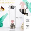 Tyuodna Crystal Water Bottle with Mushroom, Natural Crystal Gemstone Glass Bottle,Removable Crystal Water Bottle Portable Leak Proof Crystal Mushroom Water Bottle 550ml (Pink) view 4