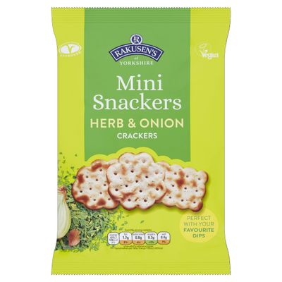 Rakusen's Mini Snackers Herb & Onion Crackers 85g