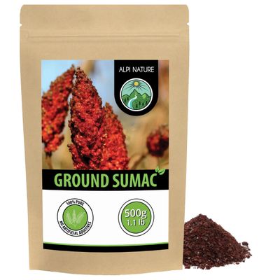 Alpi Nature Sumac Spice Powder 500g 1.1 lb, Dried and Ground Sumac Berries Blended with Salt