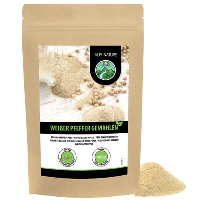 Alpi Nature White Pepper 1kg 2.2 lb, Ground Peppercorns, Ground White Pepper Powder for Cooking