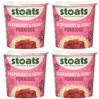 4 x 60g Scottish Raspberry Honey Porridge Wholesome & Hearty Food Healthy Quick Snack