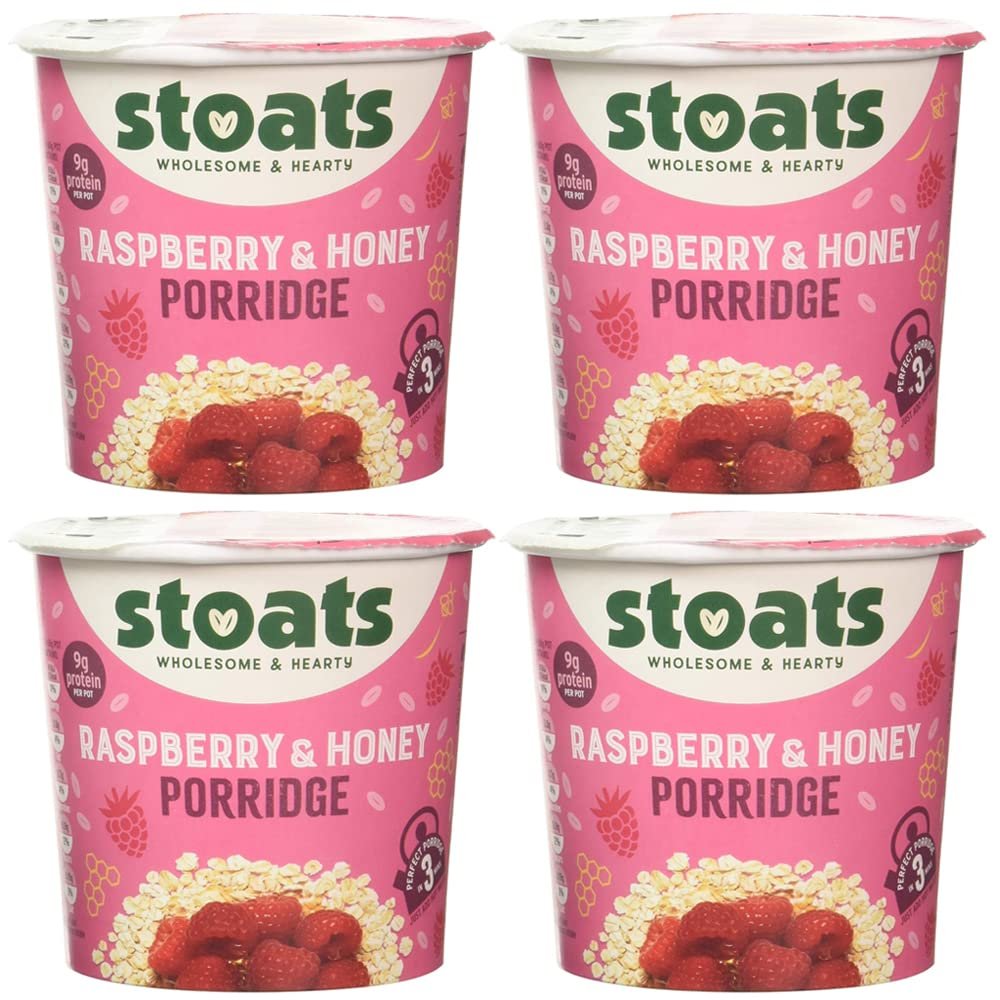 4 x 60g Scottish Raspberry Honey Porridge Wholesome & Hearty Food Healthy Quick Snack