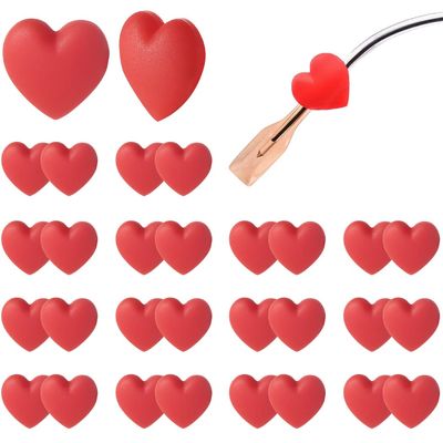 15 Pairs Eyeglasses Ear Grip Ear Hooks, Anti-Slip Holder Eyeglasses Stoppers Temple Tips Sleeve Retainer Love-shaped Eyewear Retainers For Eyeglasses, Sunglasses, Reading Glasses (RED LOVE)