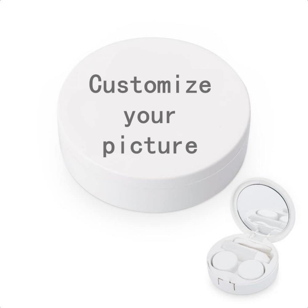 Customised Travel Contact Lens Cases with Mirror,Cute Contact Lens Holder Mini Box Container, Portable Contact Lens Case Travel Kit, Contact Lens Soaking Storage Case with L and R Caps